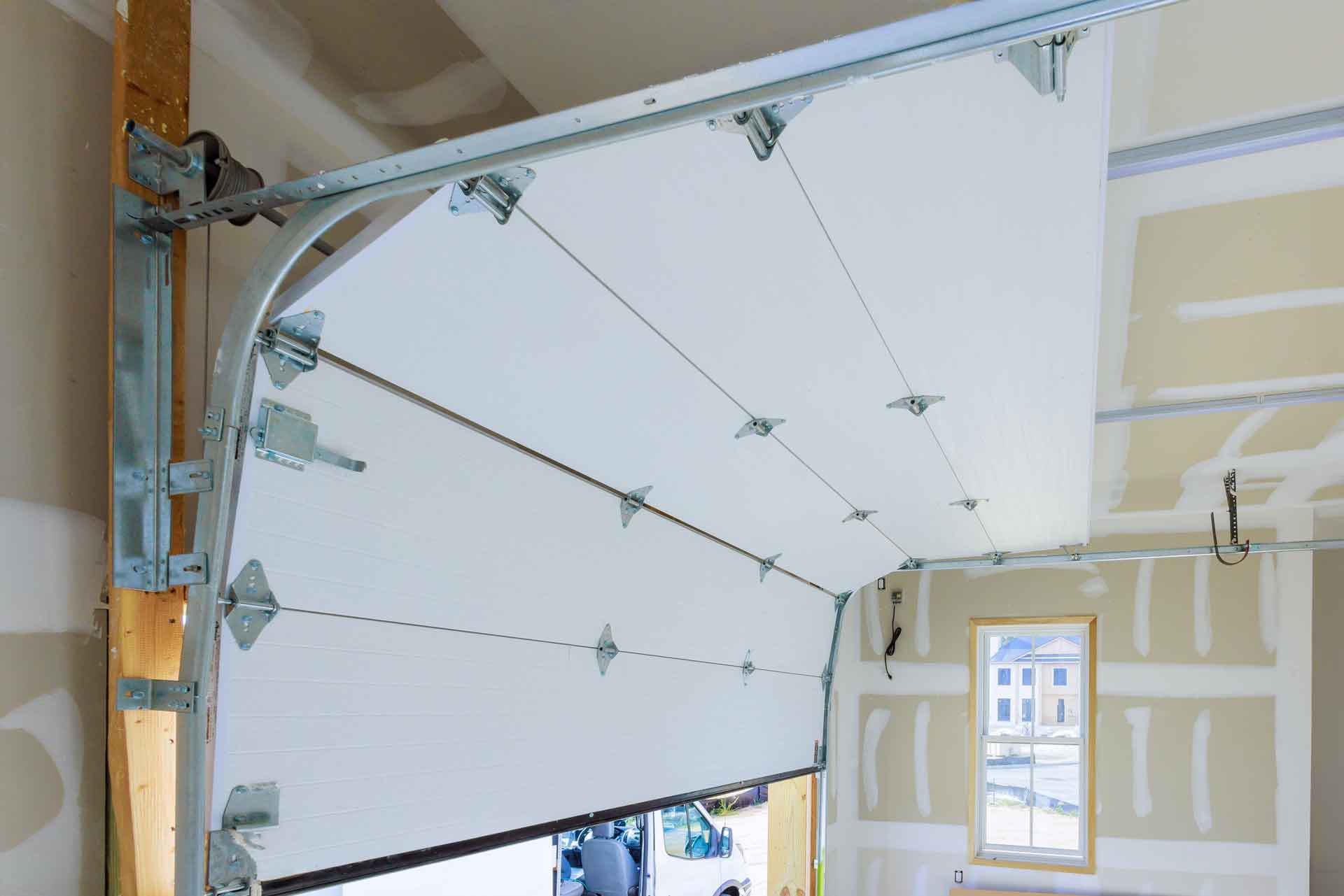 Garage door installed in new garage build